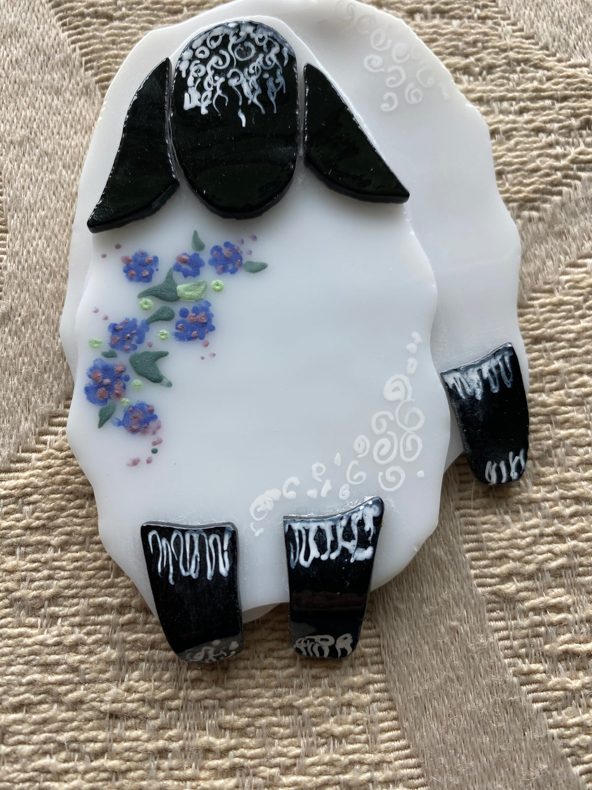 Sheep Suncatcher Fused Glass Hand Painted