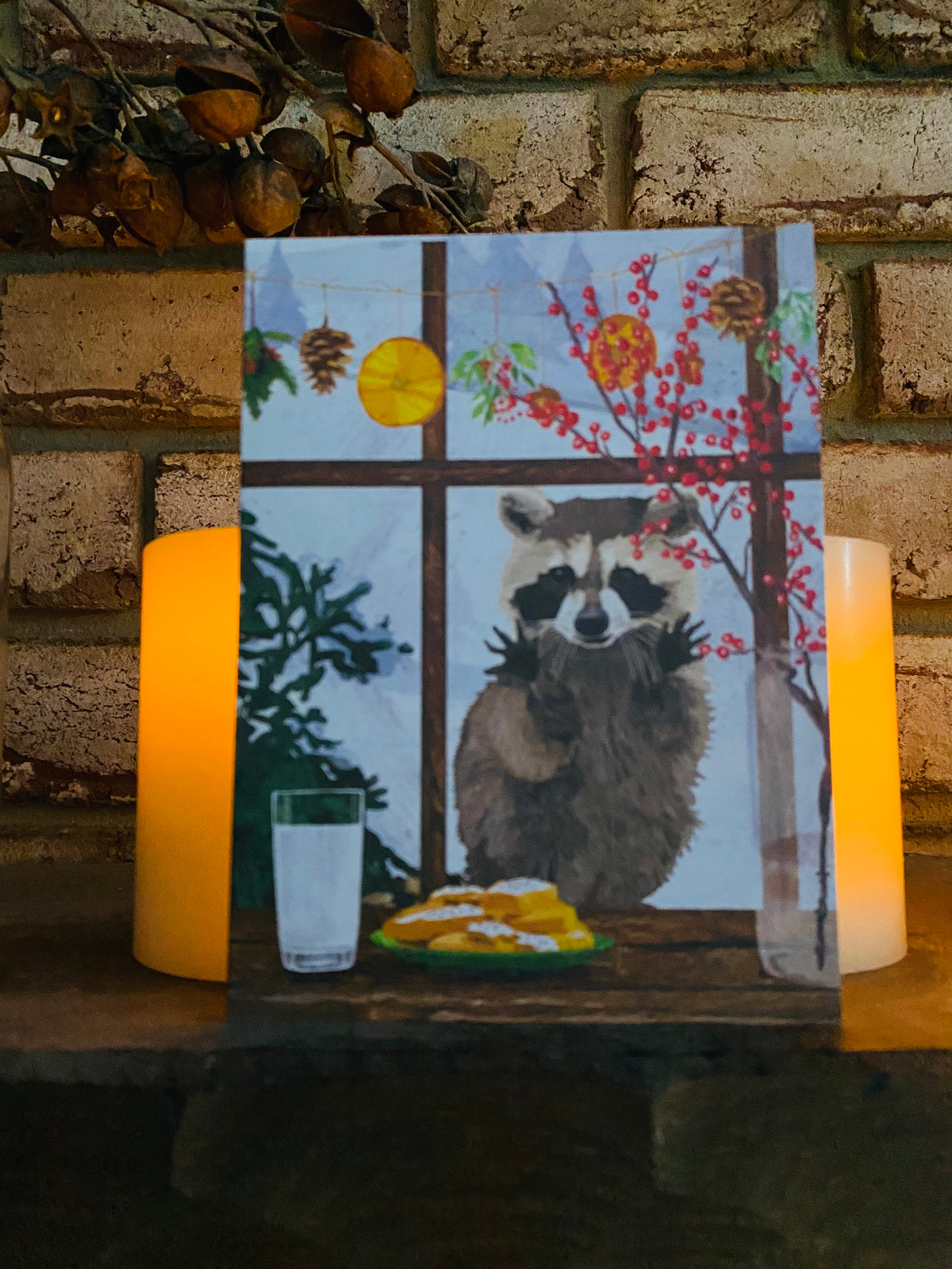 Holiday Raccoon Christmas Card