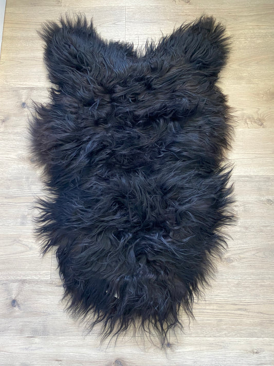 Black/Chocolate Brown Real Icelandic Sheepskin