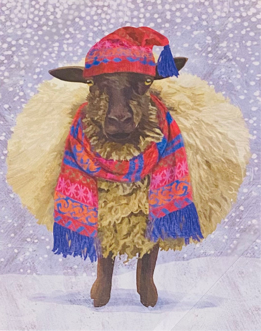 Cozy Winter Sheep Holiday Card