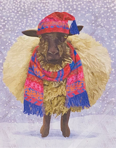 Cozy Winter Sheep Holiday Card