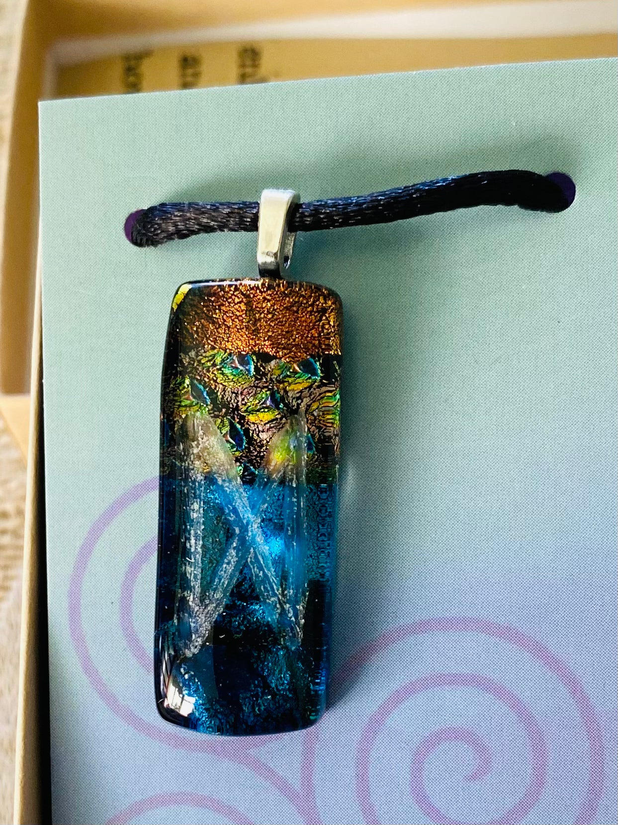 Rune of Enlightenment Dichroic Glass Pendant Dagaz
