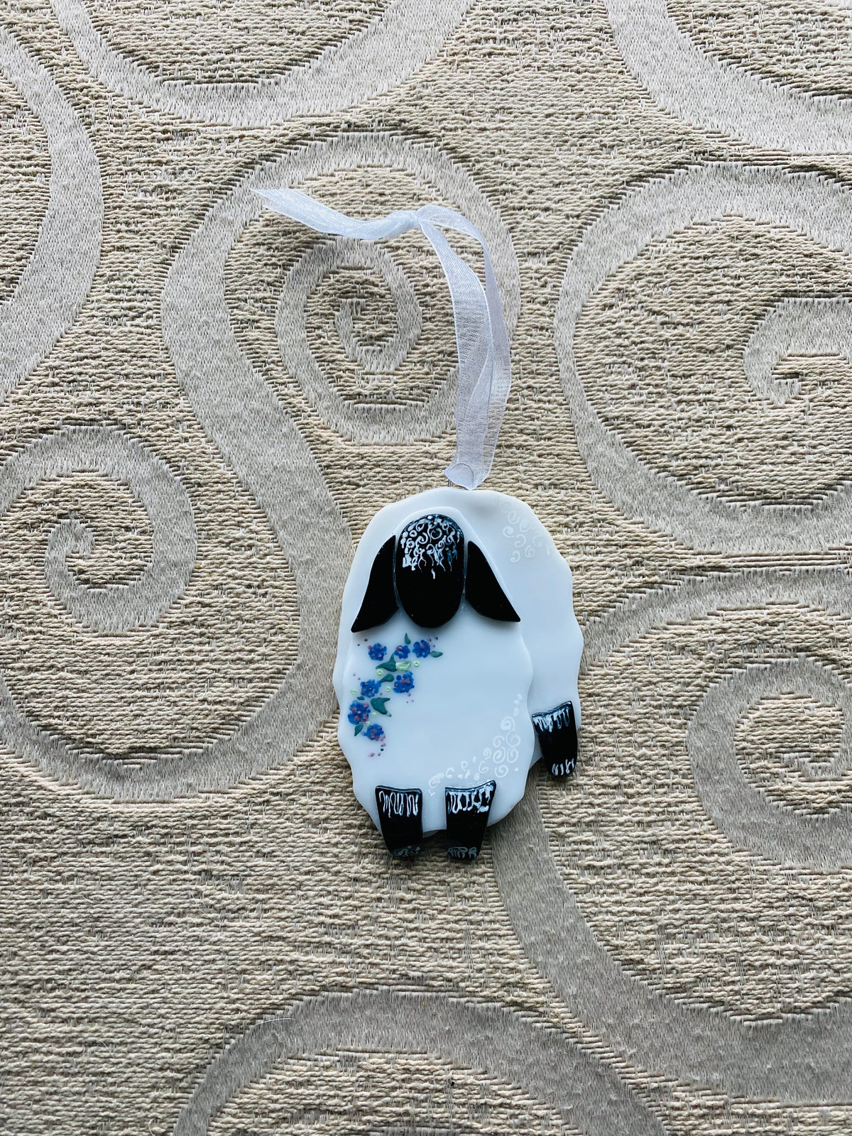 Sheep Suncatcher Fused Glass Hand Painted