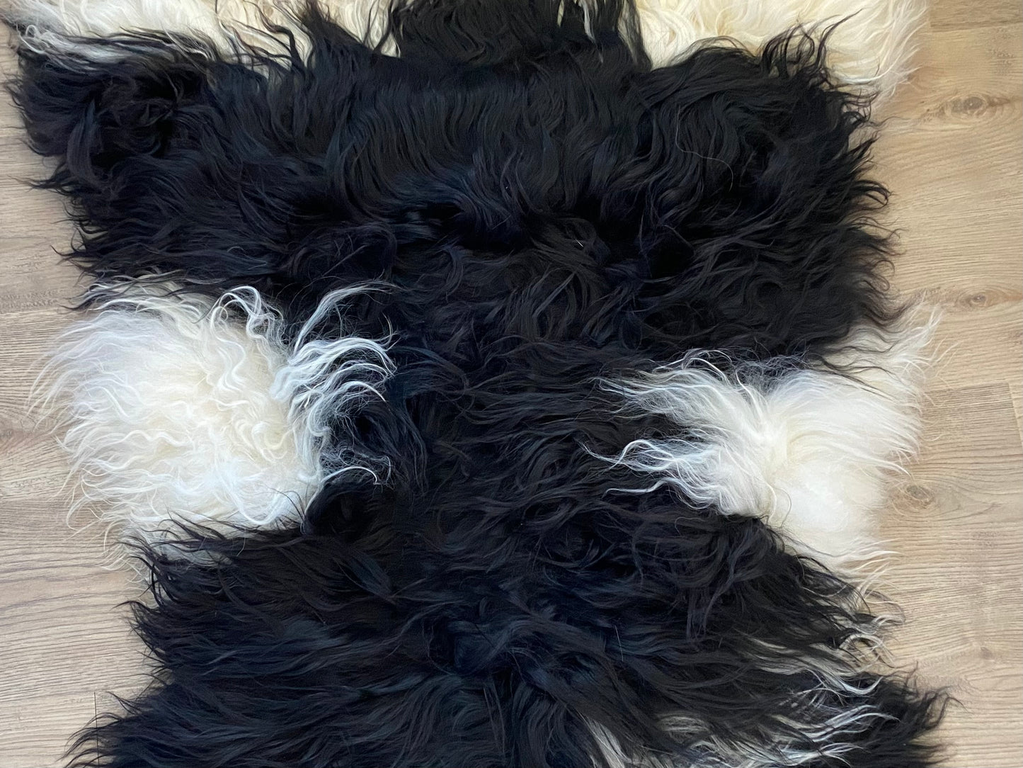 True Black Piebald Icelandic Sheepskin