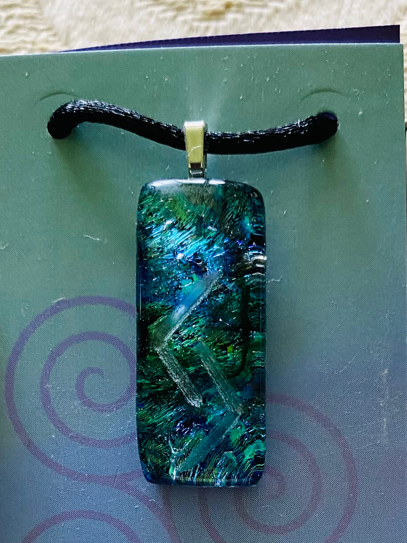 Rune of Seasonal Cycles Dichroic Glass Pendant Jera