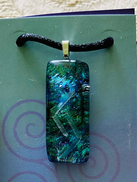 Rune of Seasonal Cycles Dichroic Glass Pendant Jera