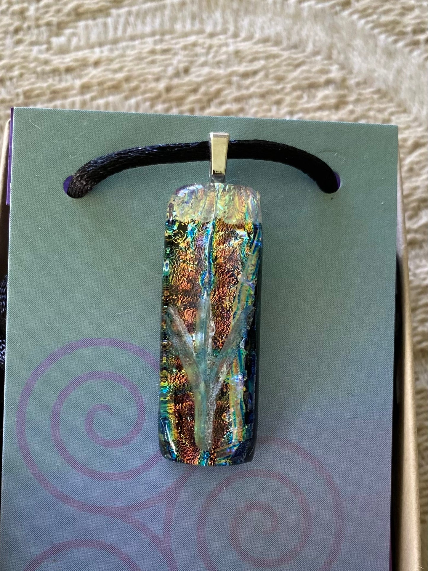 Rune of Protection Dichroic Glass Pendant Algiz