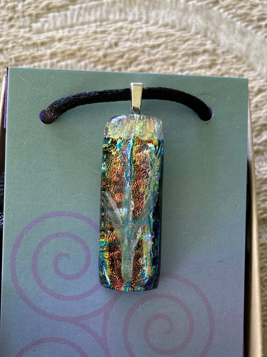 Rune of Protection Dichroic Glass Pendant Algiz