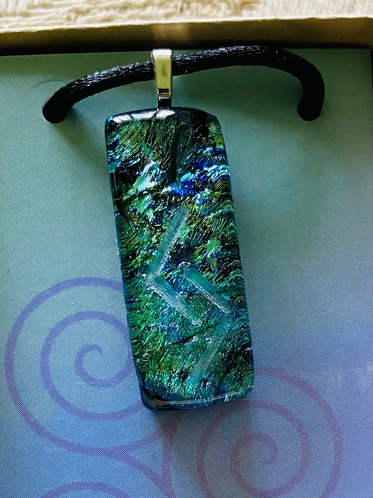 Rune of Seasonal Cycles Dichroic Glass Pendant Jera