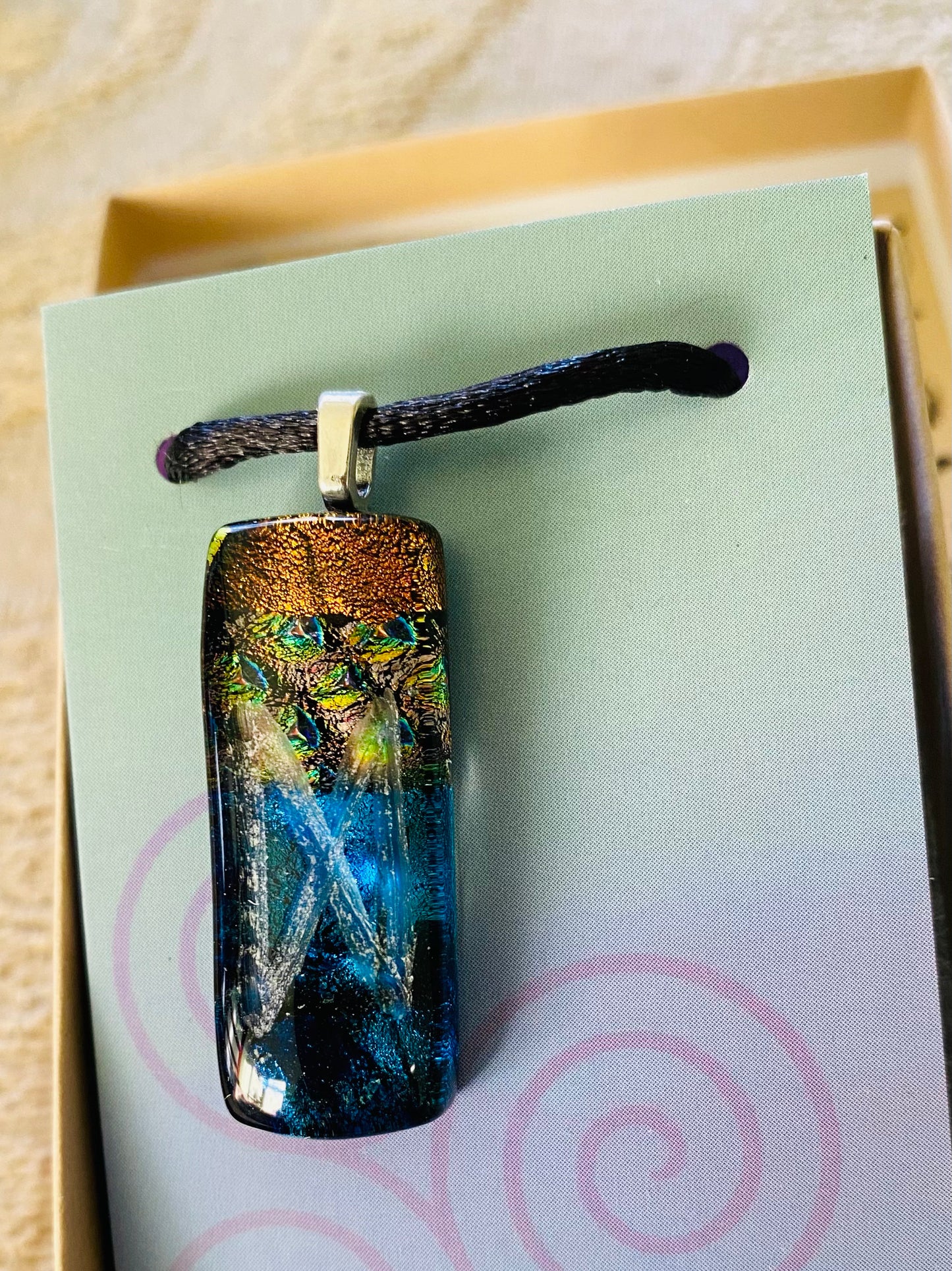 Rune of Enlightenment Dichroic Glass Pendant Dagaz