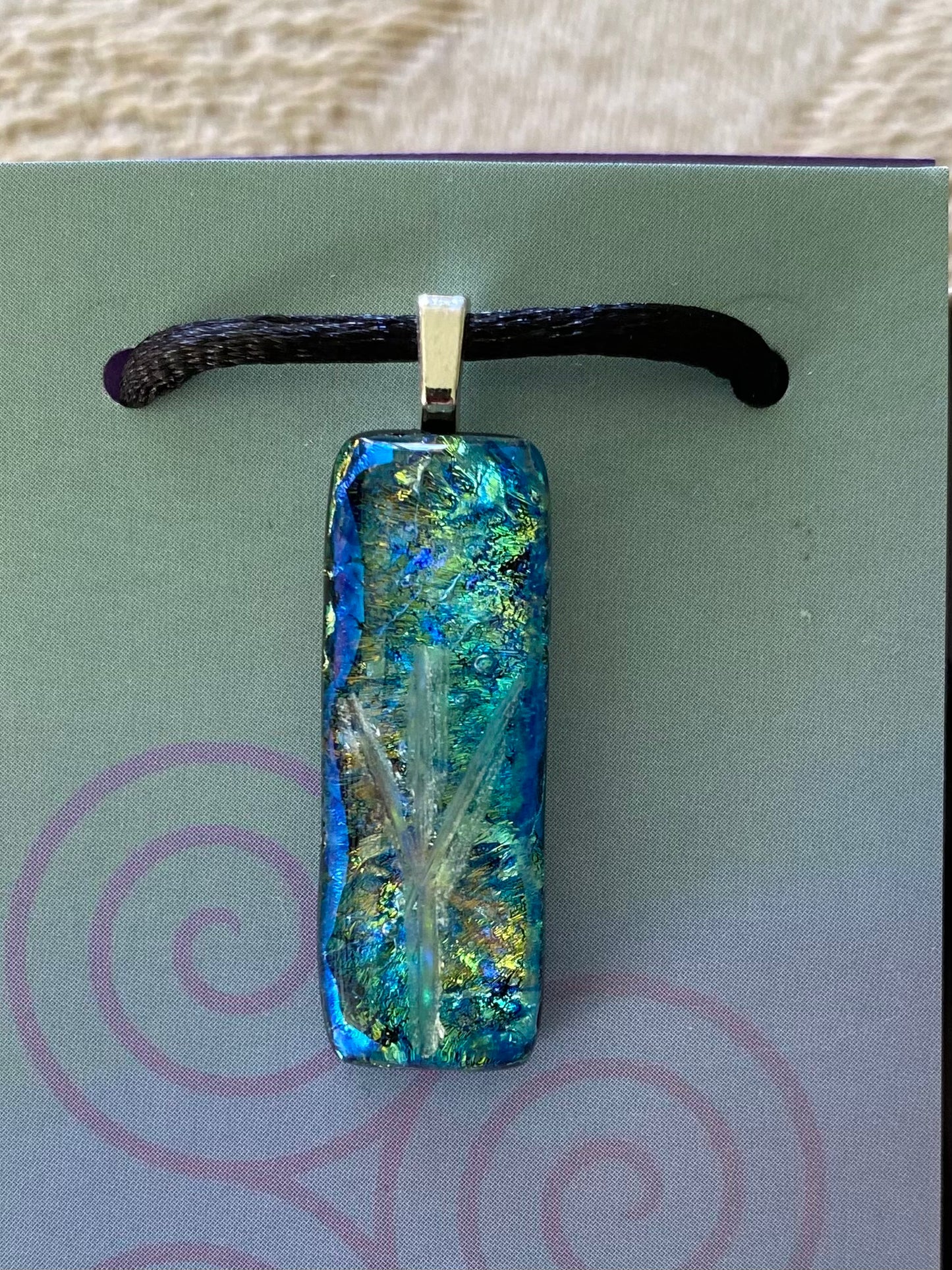 Rune of Protection Dichroic Glass Pendant Algiz