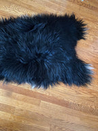 Black with White and Silver Icelandic Sheepskin