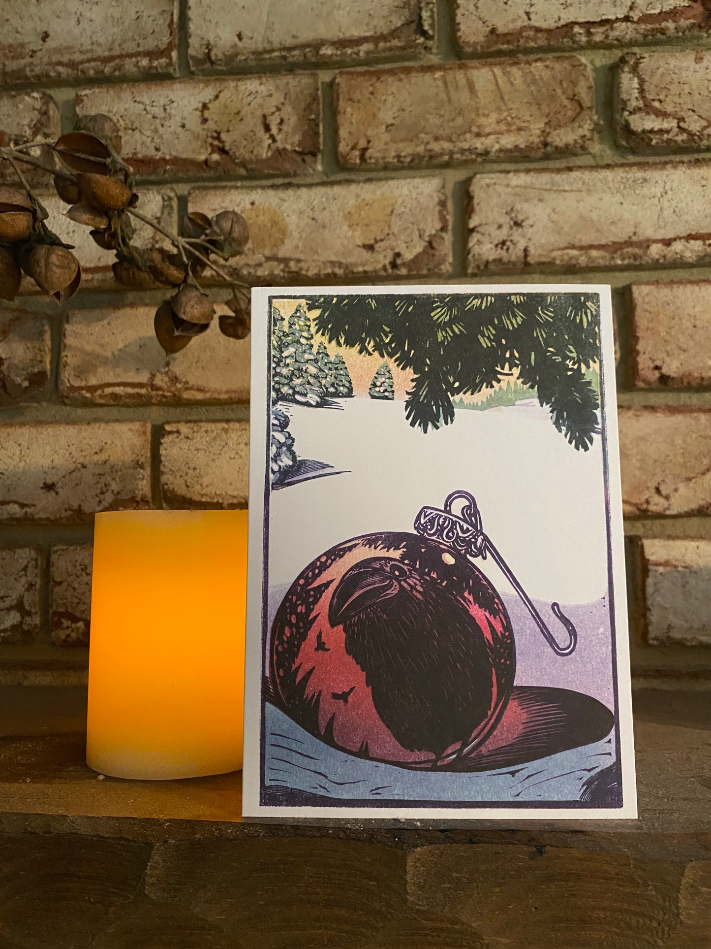 Raven's Bauble Christmas Card