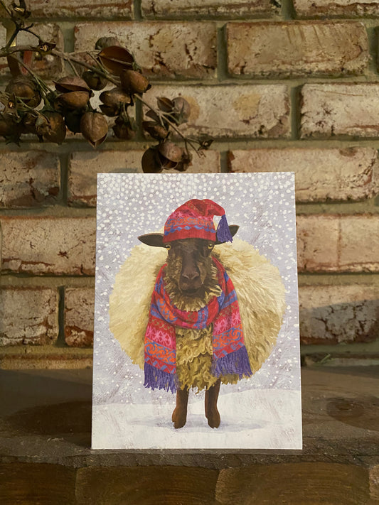 Cozy Winter Sheep Holiday Card