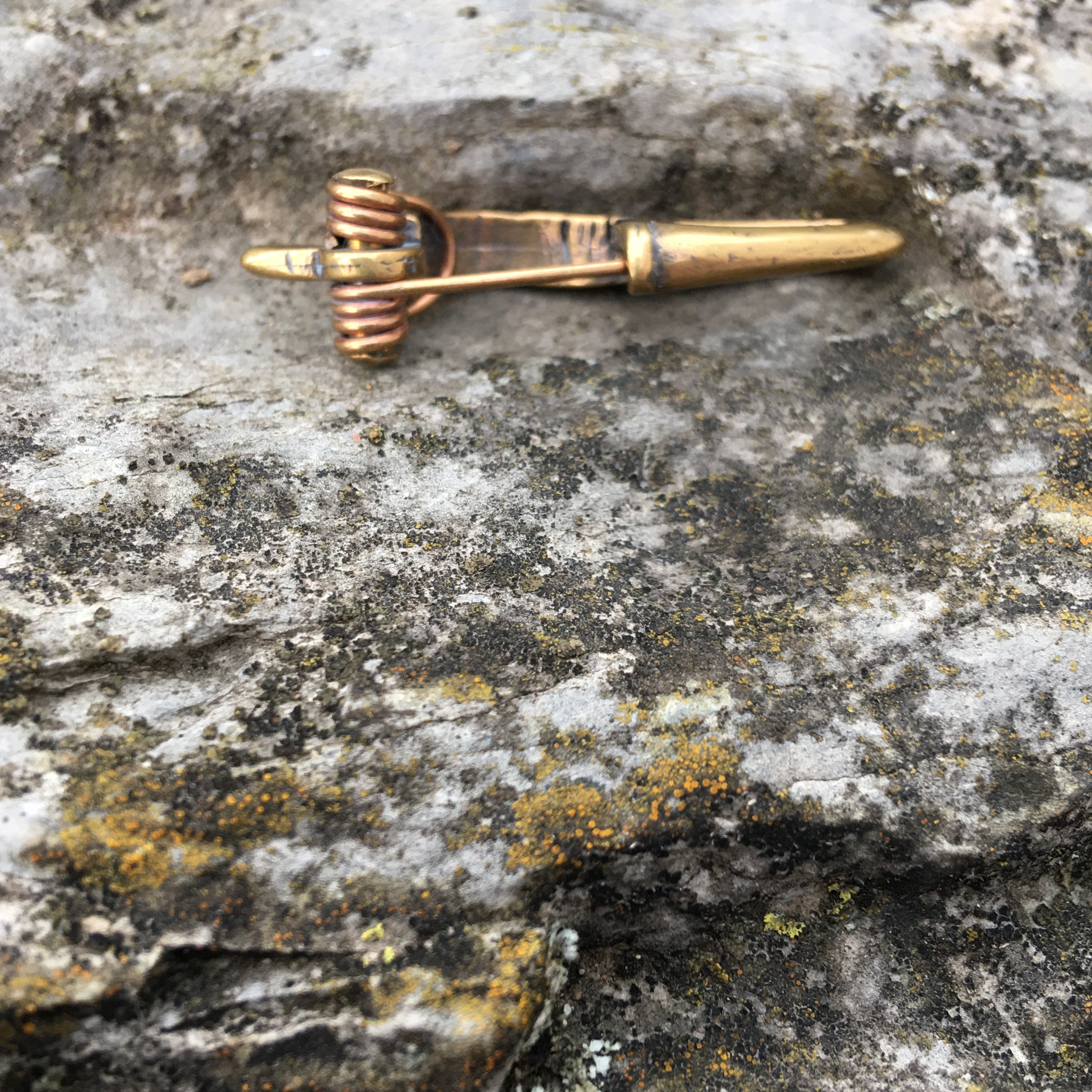 Rustic Hammered Copper Shawl Pin, Scarf Pin, Fibula