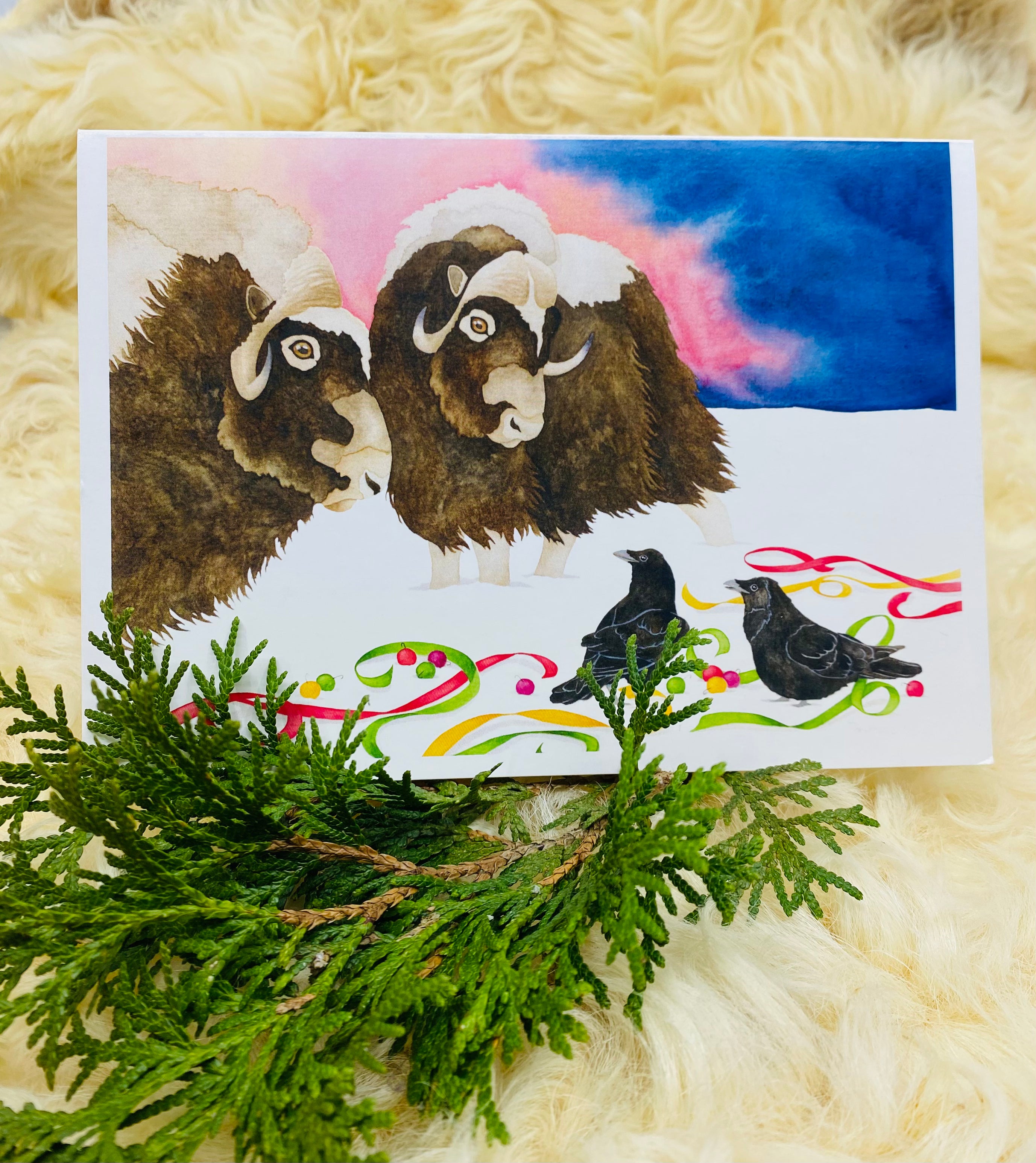 Water Buffalo Holiday Card - "The Stand Off"