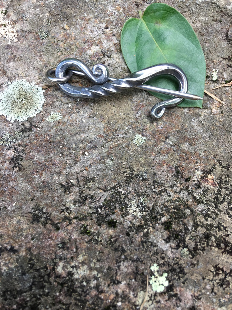 Viking, Hand Forged, Spiral Fibula, Cloak/Shawl Pin