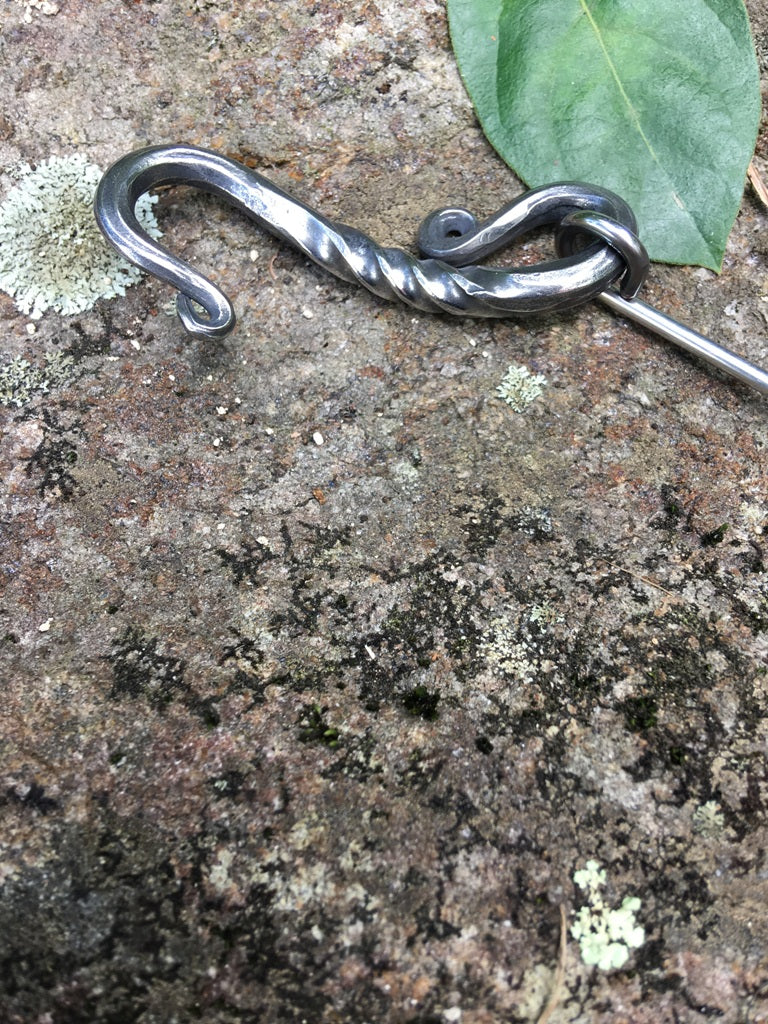 Viking, Hand Forged, Spiral Fibula, Cloak/Shawl Pin