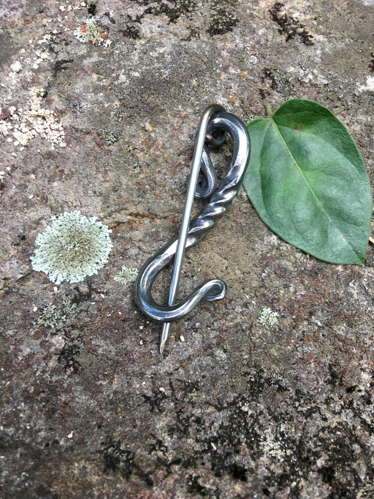 Viking, Hand Forged, Spiral Fibula, Cloak/Shawl Pin