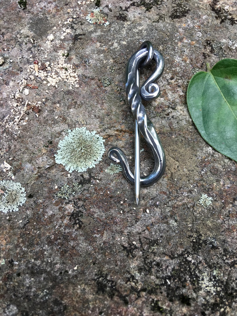 Viking, Hand Forged, Spiral Fibula, Cloak/Shawl Pin