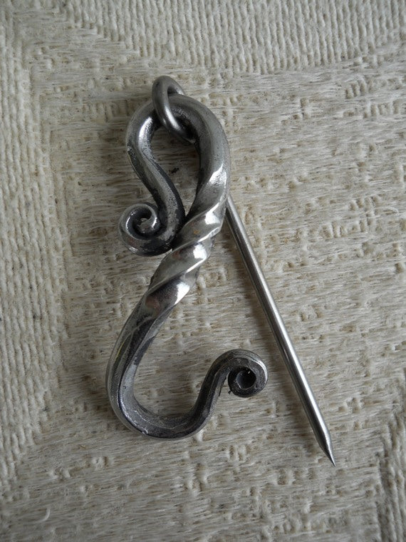 Viking, Hand Forged, Spiral Fibula, Cloak/Shawl Pin